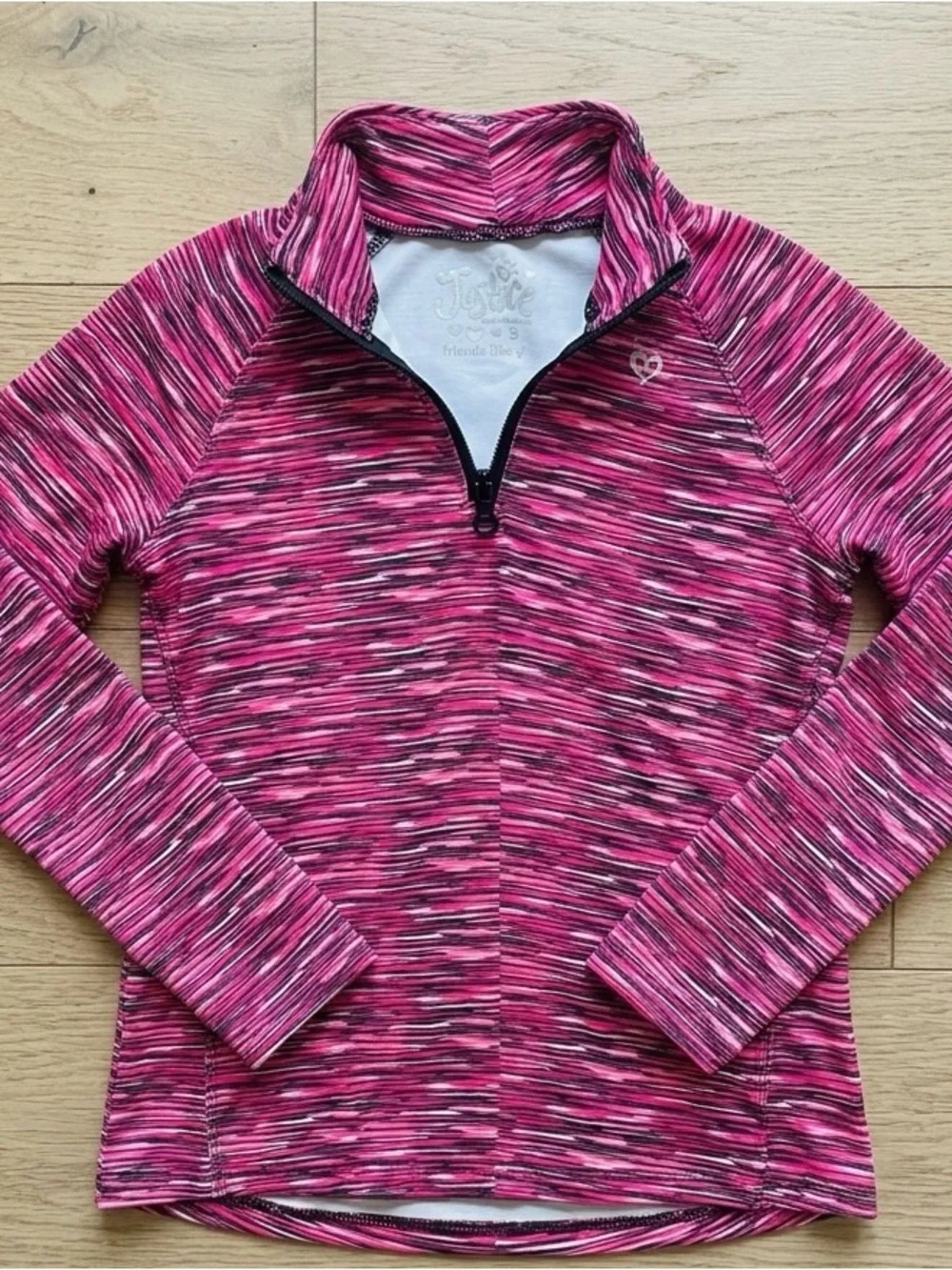 Justice Girls Active Pink Multi-Color Athletic 1/4 Zip Pullover Jacket - Size 5